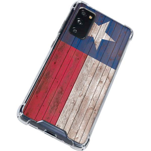 Texas Flag Dark Wood Galaxy S20 FE Clear Case